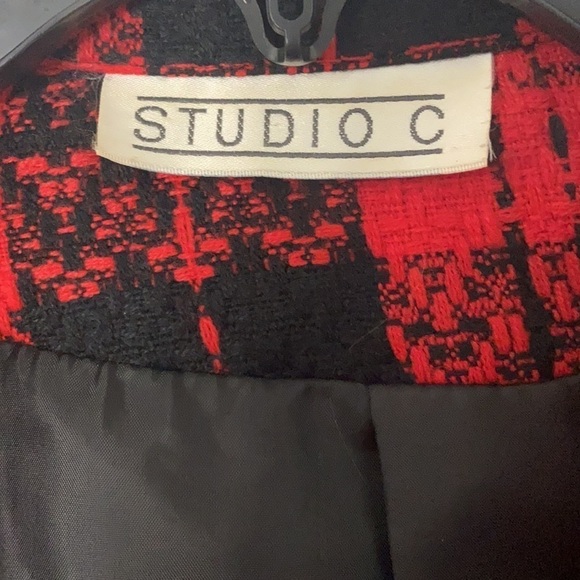 Studio C Vintage jacket blazer business casual black and red plaid size - Picture 5 of 16
